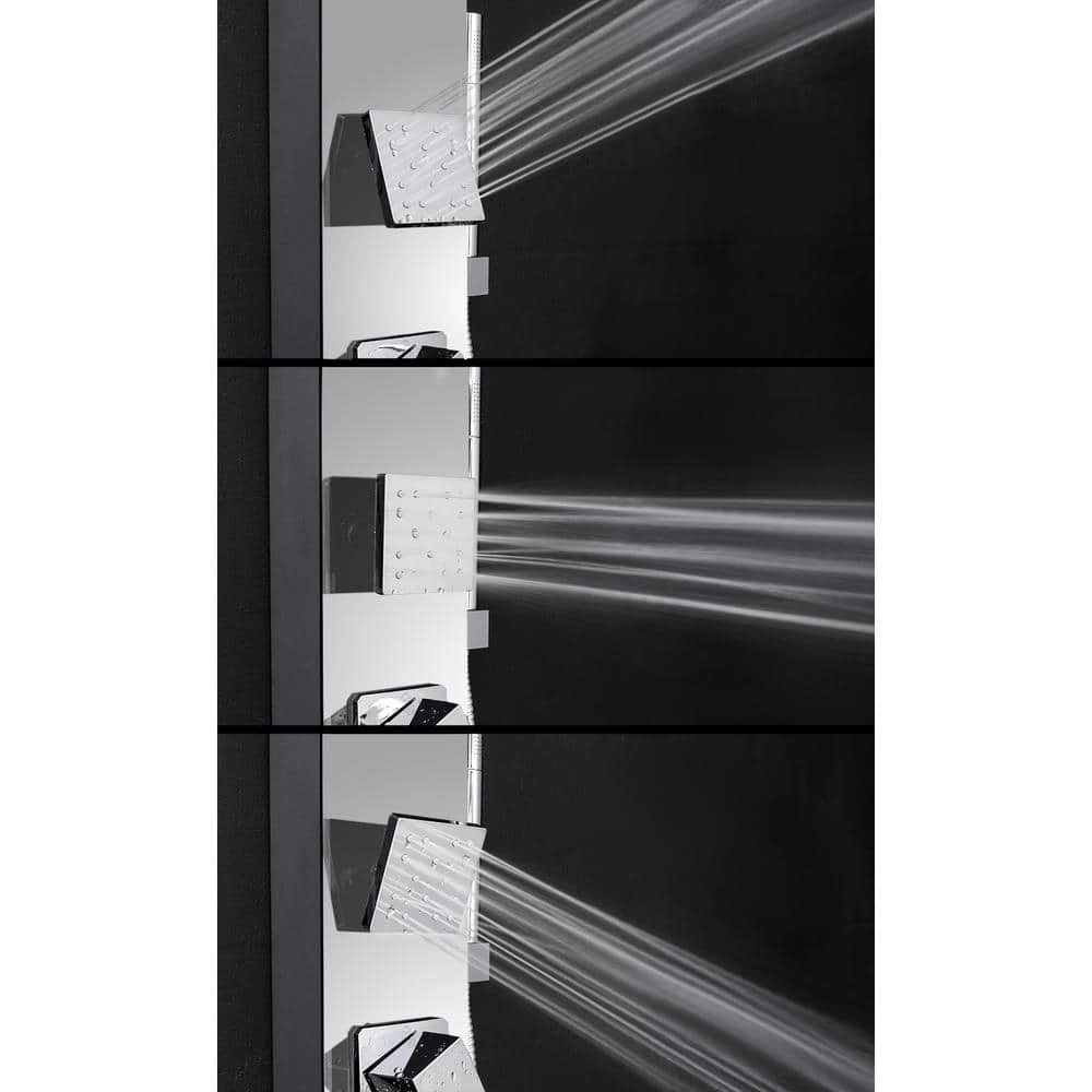 AKDY 35 in. 2-Jet Easy Connect Shower Panel System in Mirror Tempered Glass with Rainfall Shower Head and Handshower Wand 5 AKDY 35 in. 2-Jet Easy Connect Shower Panel System in Mirror Tempered Glass with Rainfall Shower Head and Handshower Wand - Image 5