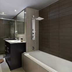 AKDY 35 in. 2-Jet Easy Connect Shower Panel System in Mirror Tempered Glass with Rainfall Shower Head and Handshower Wand 27 AKDY 35 in. 2-Jet Easy Connect Shower Panel System in Mirror Tempered Glass with Rainfall Shower Head and Handshower Wand -Bathroom Faucets Store mirror tempered glass akdy shower towers sp0116 31 1000