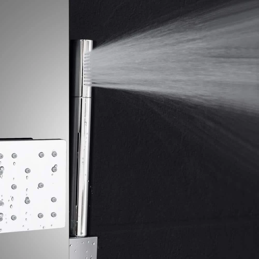 AKDY 35 in. 2-Jet Easy Connect Shower Panel System in Mirror Tempered Glass with Rainfall Shower Head and Handshower Wand 9 AKDY 35 in. 2-Jet Easy Connect Shower Panel System in Mirror Tempered Glass with Rainfall Shower Head and Handshower Wand - Image 9