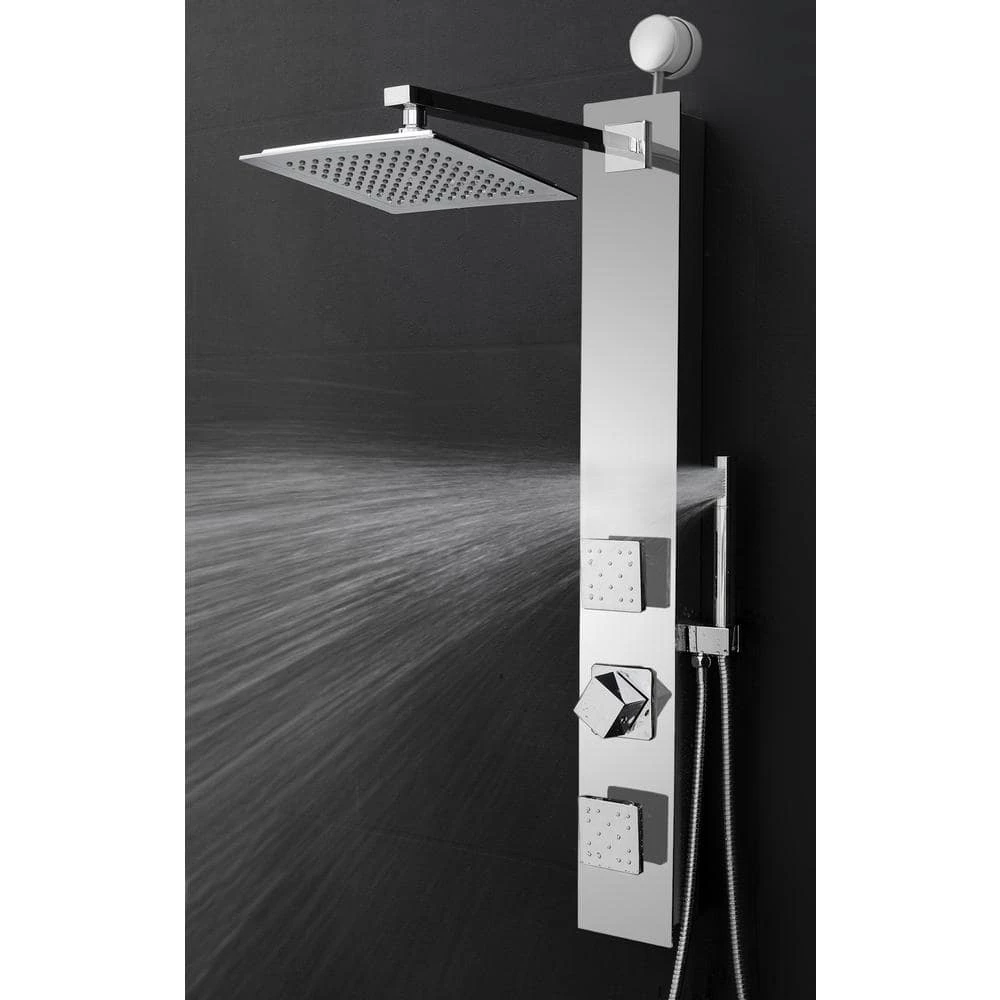 AKDY 35 in. 2-Jet Easy Connect Shower Panel System in Mirror Tempered Glass with Rainfall Shower Head and Handshower Wand 6 AKDY 35 in. 2-Jet Easy Connect Shower Panel System in Mirror Tempered Glass with Rainfall Shower Head and Handshower Wand - Image 6