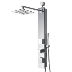 AKDY 35 in. 2-Jet Easy Connect Shower Panel System in Mirror Tempered Glass with Rainfall Shower Head and Handshower Wand 21 AKDY 35 in. 2-Jet Easy Connect Shower Panel System in Mirror Tempered Glass with Rainfall Shower Head and Handshower Wand -Bathroom Faucets Store mirror tempered glass akdy shower towers sp0116 c3 1000