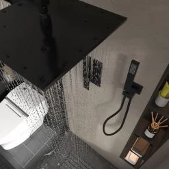 BWE 2-Handle 2-Spray Square High Pressure Shower Faucet with 10" Ceiling Shower Head in Oil Rubbed Bronze (Valve Included) -Bathroom Faucets Store oil rubbed bronze bwe shower faucets a 95014 orb 1d 1000