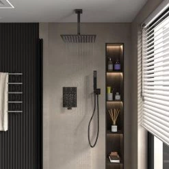 BWE 2-Handle 2-Spray Square High Pressure Shower Faucet with 10" Ceiling Shower Head in Oil Rubbed Bronze (Valve Included) -Bathroom Faucets Store oil rubbed bronze bwe shower faucets a 95014 orb 40 1000