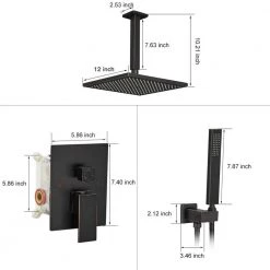 BWE 2-Handle 2-Spray Square High Pressure Shower Faucet with 10" Ceiling Shower Head in Oil Rubbed Bronze (Valve Included) -Bathroom Faucets Store oil rubbed bronze bwe shower faucets a 95014 orb 44 1000