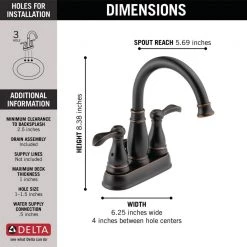 Delta Porter 4 in. Centerset 2-Handle Bathroom Faucet in Oil Rubbed Bronze -Bathroom Faucets Store oil rubbed bronze delta centerset bathroom faucets 25984lf ob eco 40 1000