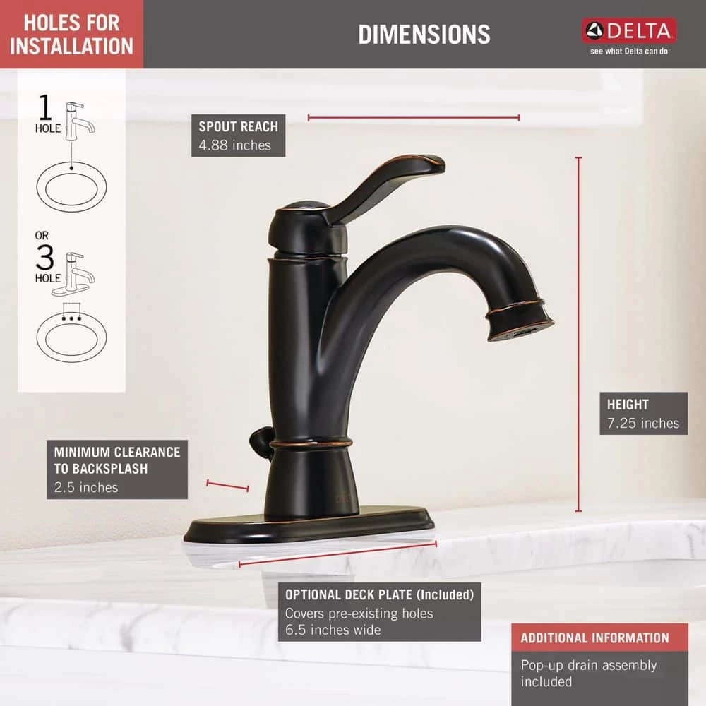 Delta Porter Single Hole Single-Handle Bathroom Faucet in Oil Rubbed Bronze 6 Delta Porter Single Hole Single-Handle Bathroom Faucet in Oil Rubbed Bronze - Image 6
