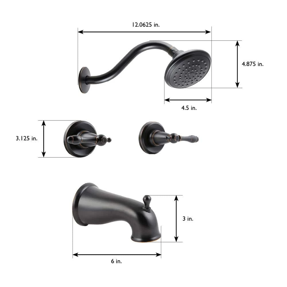 Design House Oakmont 2-Handle 1-Spray Tub and Shower Faucet in Oil Rubbed Bronze (Valve Included) 2 Design House Oakmont 2-Handle 1-Spray Tub and Shower Faucet in Oil Rubbed Bronze (Valve Included) - Image 2