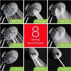 AQUACARE 80-Spray Patterns 2.5 GPM 7 in. Wall Mount Dual Shower Heads and Handheld Shower Head Antimicrobial in Oil Rubbed Bronze -Bathroom Faucets Store oil rubbed bronze dual shower heads 43366 76 1000