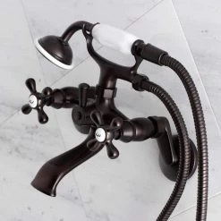 Kingston Brass 3-Handle Claw Foot Tub Faucet Wall-Mount Adjustable Centers with Hand Shower in Oil Rubbed Bronze -Bathroom Faucets Store oil rubbed bronze kingston brass claw foot tub faucets hks266orb fa 1000