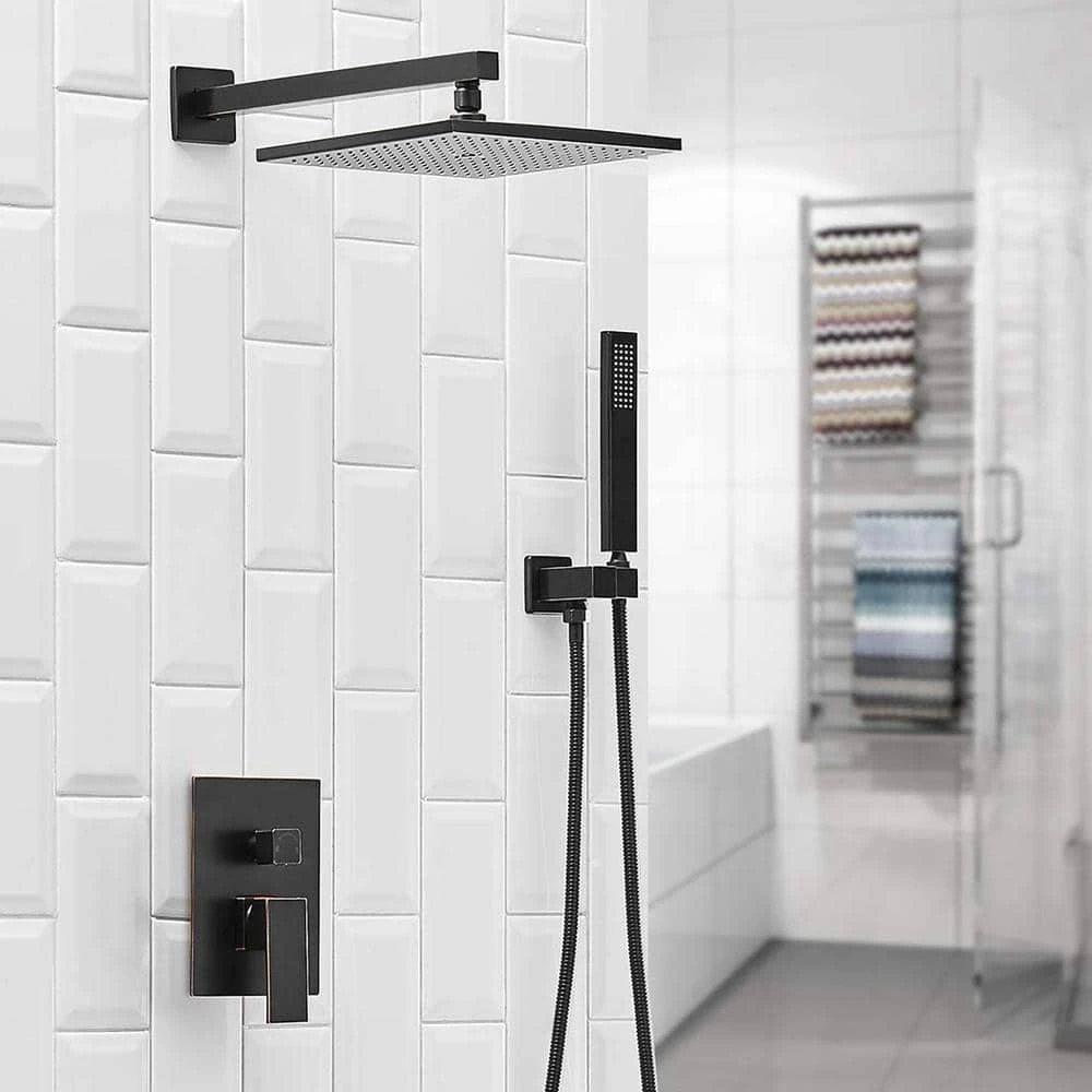 Matrix decor Single-Handle 2-Spray 12 Inch Square Bathroom Shower Faucet Combo Set in Oil Rubbed Bronze (Valve Included) 7 Matrix decor Single-Handle 2-Spray 12 Inch Square Bathroom Shower Faucet Combo Set in Oil Rubbed Bronze (Valve Included) - Image 7