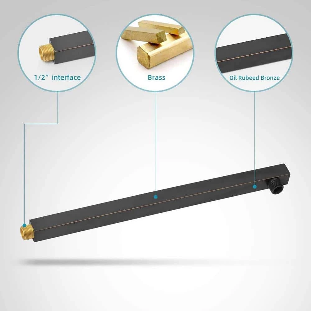 Matrix decor Single-Handle 2-Spray 12 Inch Square Bathroom Shower Faucet Combo Set in Oil Rubbed Bronze (Valve Included) 3 Matrix decor Single-Handle 2-Spray 12 Inch Square Bathroom Shower Faucet Combo Set in Oil Rubbed Bronze (Valve Included) - Image 3