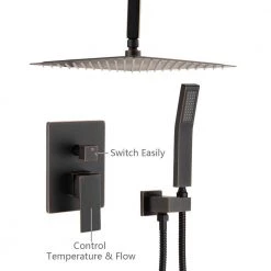 Satico 1-Handle 2-Spray Ceiling Mount 10 in.Shower Head with Hand Shower Faucet in Oil-Rubbed Bronze -Bathroom Faucets Store oil rubbed bronze satico shower faucets 10bro6006 4f 1000