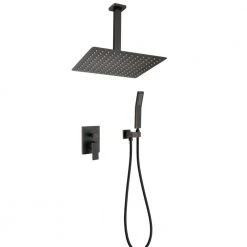 Satico 1-Handle 2-Spray Ceiling Mount 10 in.Shower Head with Hand Shower Faucet in Oil-Rubbed Bronze