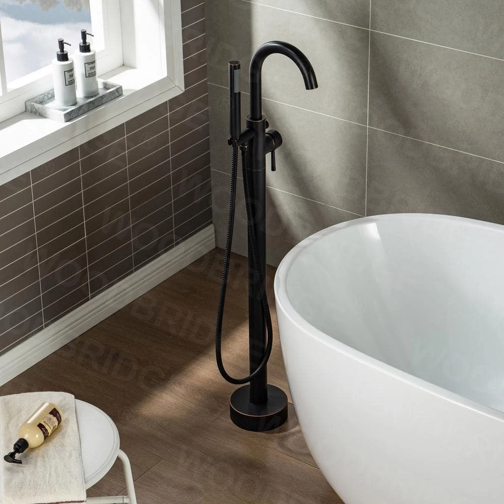 WOODBRIDGE Crater Lake Single-Handle Freestanding Tub Faucet with Hand Shower in Oil Rubbed Bronze 5 WOODBRIDGE Crater Lake Single-Handle Freestanding Tub Faucet with Hand Shower in Oil Rubbed Bronze - Image 5