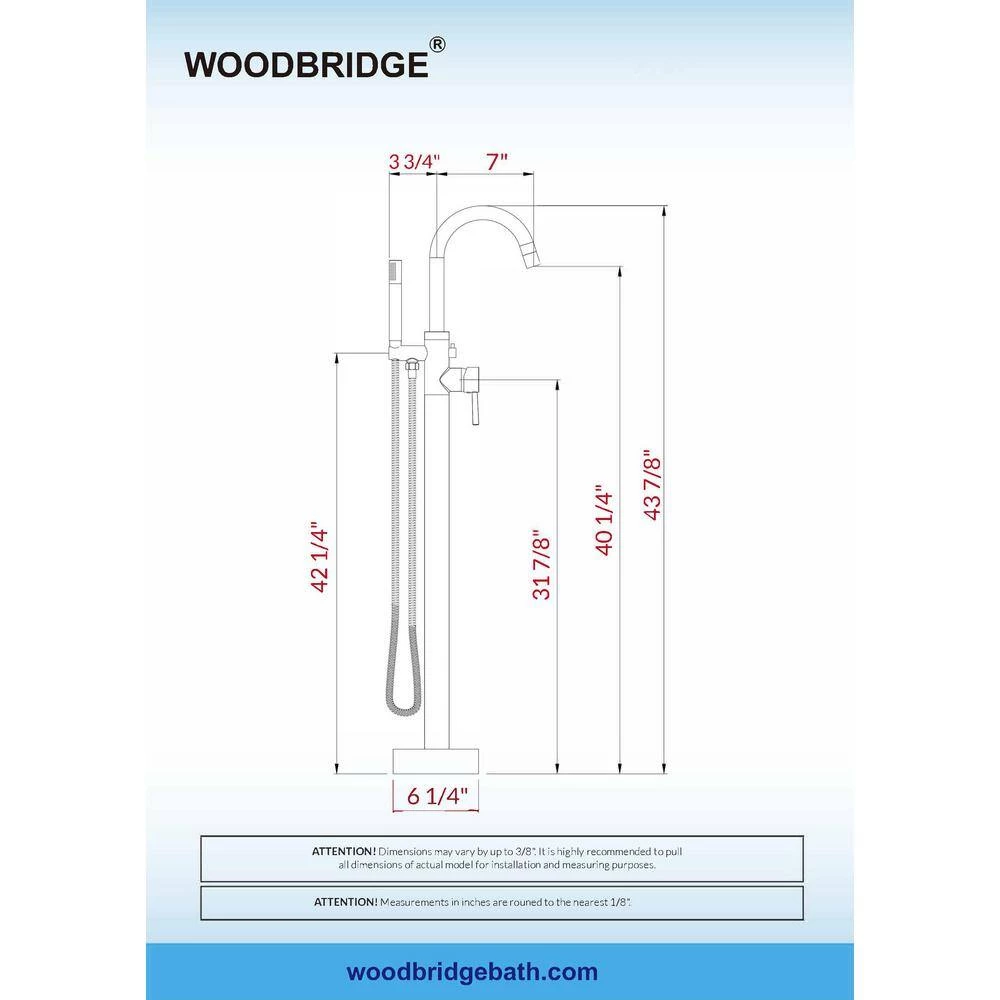 WOODBRIDGE Crater Lake Single-Handle Freestanding Tub Faucet with Hand Shower in Oil Rubbed Bronze 6 WOODBRIDGE Crater Lake Single-Handle Freestanding Tub Faucet with Hand Shower in Oil Rubbed Bronze - Image 6