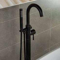 WOODBRIDGE Milan Single-Handle Freestanding Floor Mount Tub Filler Faucet with Hand Shower in Oil Rubbed Bronze -Bathroom Faucets Store oil rubbed bronze woodbridge claw foot tub faucets f1030 77 1000
