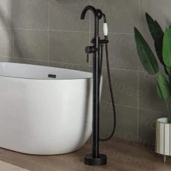 WOODBRIDGE Florence Single-Handle Freestanding Floor Mount Tub Filler Faucet with Hand Shower in Oil Rubbed Bronze -Bathroom Faucets Store oil rubbed bronze woodbridge claw foot tub faucets f1031 d4 1000