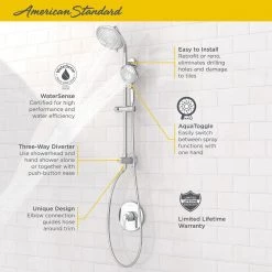 American Standard Spectra Versa 4-Spray Round 24 in. Shower System Kit with Hand Shower 1.8 GPM in Polished Chrome -Bathroom Faucets Store polished chrome american standard wall bar shower kits 9038824 002 1d 1000