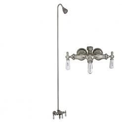 Barclay Products Porcelain Lever 3-Handle Claw Foot Tub Faucet with Diverter Riser and Showerhead in Polished Chrome