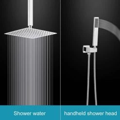 BWE Single-Handle 2-Spray Square High Pressure Shower Faucet with 16" Ceiling Shower Head in Chrome (Valve Included) -Bathroom Faucets Store polished chrome bwe shower faucets a 95017 c 4f 1000