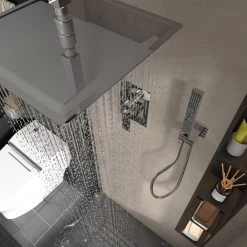 BWE Single-Handle 2-Spray Square High Pressure Shower Faucet with 16" Ceiling Shower Head in Chrome (Valve Included) -Bathroom Faucets Store polished chrome bwe shower faucets a 95017 c 66 1000