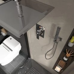 BWE Single-Handle 2-Spray Square High Pressure Shower Faucet with 16" Ceiling Shower Head in Chrome (Valve Included) -Bathroom Faucets Store polished chrome bwe shower faucets a 95017 c 77 1000