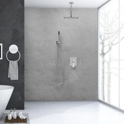 BWE Single-Handle 2-Spray Square High Pressure Shower Faucet with 16" Ceiling Shower Head in Chrome (Valve Included) -Bathroom Faucets Store polished chrome bwe shower faucets a 95017 c c3 1000