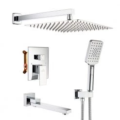 CASAINC 3-Spray with 2.5 GPM 10 in. 3 Functions Tub Wall Mount Dual Shower Heads in Spot in Polished Chrome (Valve Included)