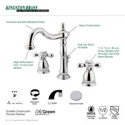 Kingston Brass Victorian 8 in. Widespread 2-Handle Bathroom Faucet in Polished Chrome -Bathroom Faucets Store polished chrome kingston brass widespread bathroom faucets hkb1971ax 4f 1000