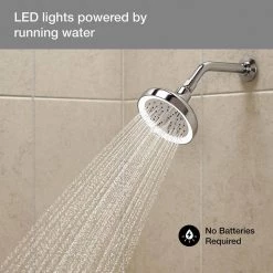 KOHLER Arise 1-Spray Pattern 5.6875 in. Lighted Wall-Mount Fixed Shower Head in Polished Chrome -Bathroom Faucets Store polished chrome kohler fixed shower heads k r24613 g cp 1f 1000