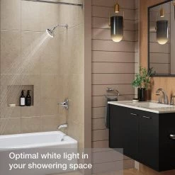 KOHLER Arise 1-Spray Pattern 5.6875 in. Lighted Wall-Mount Fixed Shower Head in Polished Chrome -Bathroom Faucets Store polished chrome kohler fixed shower heads k r24613 g cp c3 1000