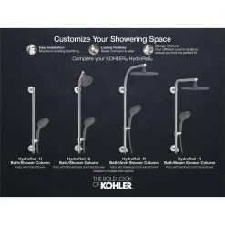KOHLER HydroRail Shower Column in Polished Chrome for Arched Shower Arms -Bathroom Faucets Store polished chrome kohler shower arm extensions k 45211 cp 76 1000