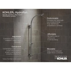 KOHLER HydroRail Shower Column in Polished Chrome for Arched Shower Arms -Bathroom Faucets Store polished chrome kohler shower arm extensions k 45211 cp fa 1000