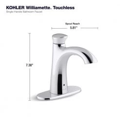 KOHLER Willamette Battery Powered Touchless Single Hole Bathroom Faucet in Polished Chrome -Bathroom Faucets Store polished chrome kohler single hole bathroom faucets k r32929 4d cp 31 1000