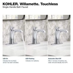 KOHLER Willamette Battery Powered Touchless Single Hole Bathroom Faucet in Polished Chrome -Bathroom Faucets Store polished chrome kohler single hole bathroom faucets k r32929 4d cp d4 1000