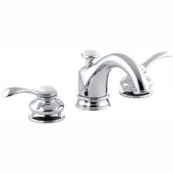 KOHLER Fairfax 8 in. Widespread 2-Handle Low-Arc Water-Saving Bathroom Faucet in Polished Chrome with Lever Handles