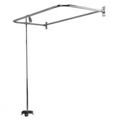 Pegasus 2-Handle Claw Foot Tub Faucet with Riser Showerhead and Shower Ring in Polished Chrome