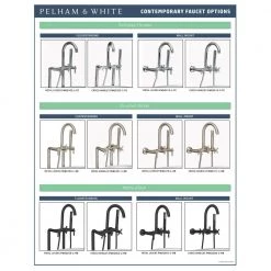 PELHAM & WHITE Modern 3-Handle Wall Mount Tub Faucet with Handshower and Hose, Metal Levers, in Chrome -Bathroom Faucets Store polished chrome pelham white claw foot tub faucets pw82412 l pc d4 1000