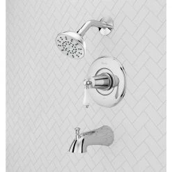 Pfister Courant Single-Handle 1-Spray Tub and Shower Faucet with White Ceramic Lever Handle in Polished Chrome (Valve Included) -Bathroom Faucets Store polished chrome pfister bathtub shower faucet combos 8p8 ws2 co2spc 44 1000