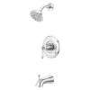 Pfister Courant Single-Handle 1-Spray Tub and Shower Faucet with White Ceramic Lever Handle in Polished Chrome (Valve Included)