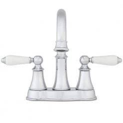 Pfister Courant 4 in. Centerset 2-Handle Bathroom Faucet in Polished Chrome with White Handles -Bathroom Faucets Store polished chrome pfister centerset bathroom faucets lf 048 copc 1f 1000