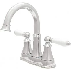 Pfister Courant 4 in. Centerset 2-Handle Bathroom Faucet in Polished Chrome with White Handles -Bathroom Faucets Store polished chrome pfister centerset bathroom faucets lf 048 copc 66 1000