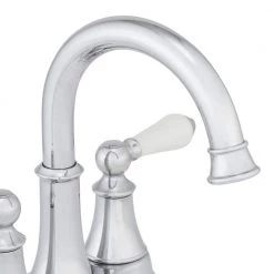 Pfister Courant 4 in. Centerset 2-Handle Bathroom Faucet in Polished Chrome with White Handles -Bathroom Faucets Store polished chrome pfister centerset bathroom faucets lf 048 copc fa 1000