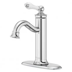 Pfister Courant Single-Handle Single Hole Bathroom Faucet with Deckplate and Drain Kit in Polished Chrome with Porcelain Handle -Bathroom Faucets Store polished chrome pfister single hole bathroom faucets lf 042 cocc c3 1000