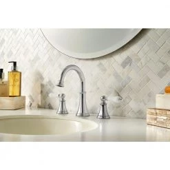 Pfister Courant 8 in. Widespread 2-Handle Bathroom Faucet in Polished Chrome with White Handles -Bathroom Faucets Store polished chrome pfister widespread bathroom faucets lf 049 copc 40 1000