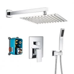 Rainlex Single-Handle 1-Spray Square High Pressure Shower Faucet with 10 in. Shower Head in Polished Chrome (Valve Included)