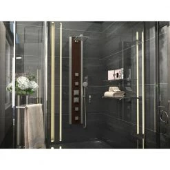 ANZZI Monsoon 57 in. 4-Jetted Full Body Shower Panel System with Heavy Rain Shower and Spray Wand in Mahogany Style Deco-Glass -Bathroom Faucets Store rich mahogany styled anzzi shower towers sp az012 31 1000