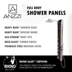 ANZZI Monsoon 57 in. 4-Jetted Full Body Shower Panel System with Heavy Rain Shower and Spray Wand in Mahogany Style Deco-Glass -Bathroom Faucets Store rich mahogany styled anzzi shower towers sp az012 4f 1000