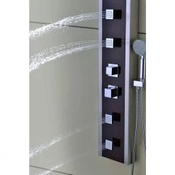 ANZZI Monsoon 57 in. 4-Jetted Full Body Shower Panel System with Heavy Rain Shower and Spray Wand in Mahogany Style Deco-Glass -Bathroom Faucets Store rich mahogany styled anzzi shower towers sp az012 76 1000