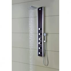 ANZZI Monsoon 57 in. 4-Jetted Full Body Shower Panel System with Heavy Rain Shower and Spray Wand in Mahogany Style Deco-Glass -Bathroom Faucets Store rich mahogany styled anzzi shower towers sp az012 77 1000